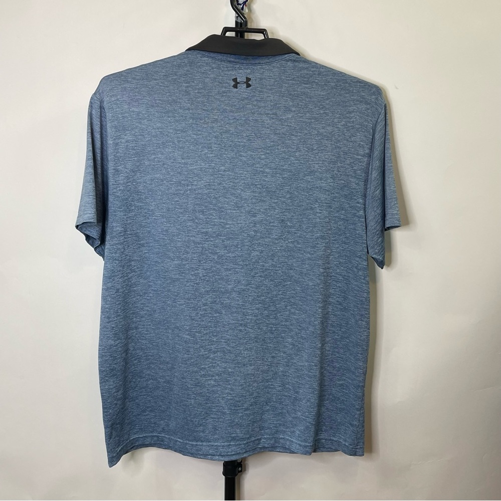 Under Armour Playoff Polo Blue Black Design Short Sleeve Shirt Size 2XL - Picture 3 of 4